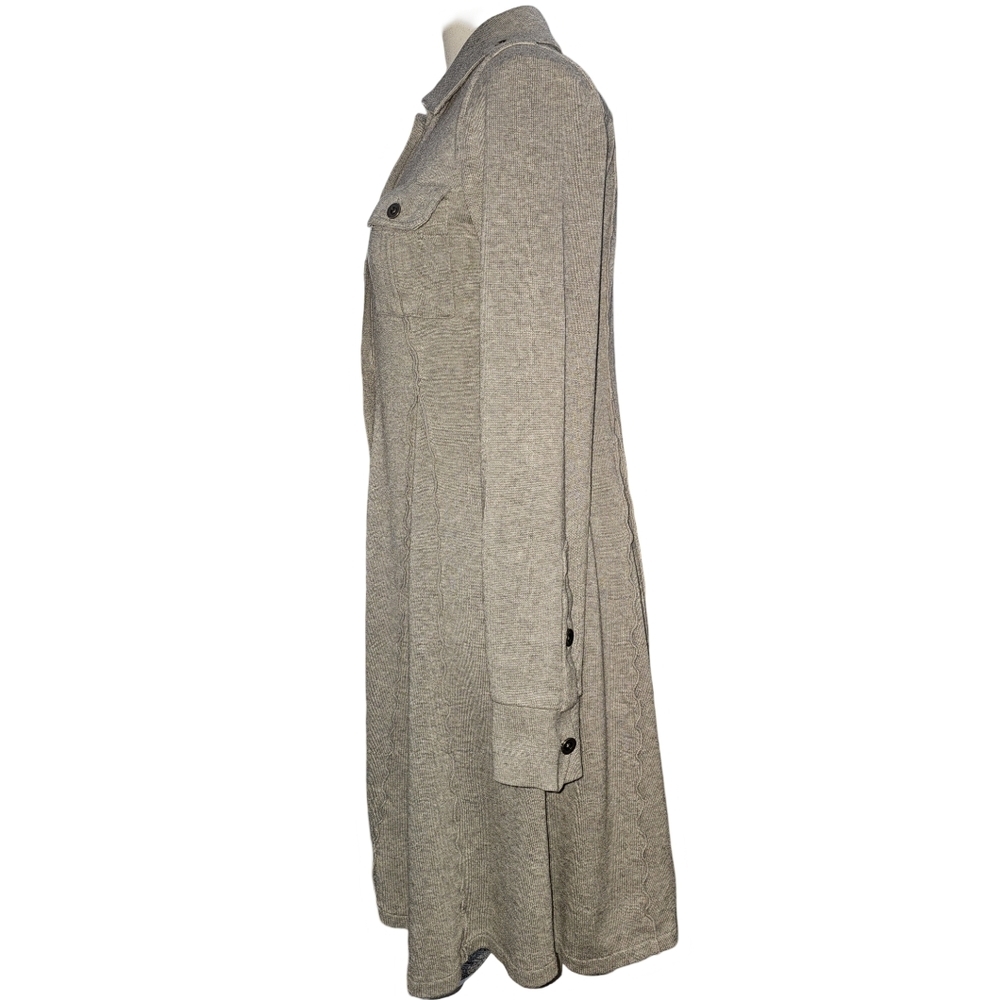 Free People Gray Military Button Front Fit & Flare Sweater Dress Jacket Sz S - Picture 4 of 16
